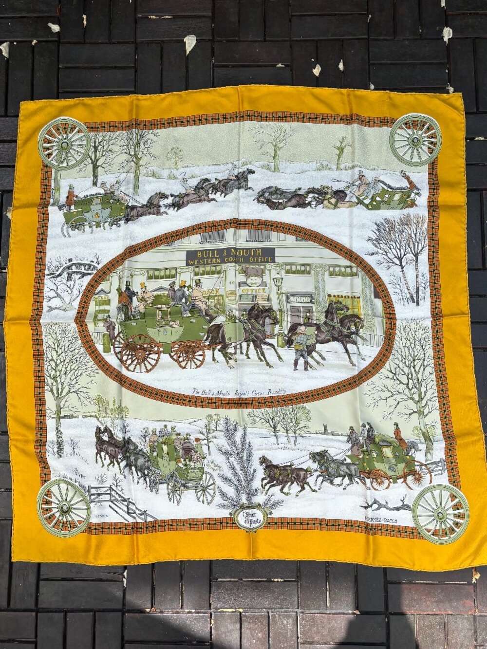 Hermes scarf Carre 90 Yellows Silk100% Authentic Ledoux